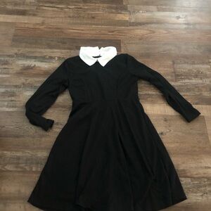 Classic Black Dress with White Collar
